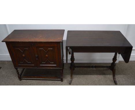 1930's cabinet with panelled door &amp; reproduction Georgian sofa table