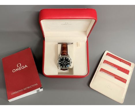 Omega Railmaster Aqua Terra Chronometer in a stainless steel case with illuminous hands, dagger batons &amp; Arabic numerals.