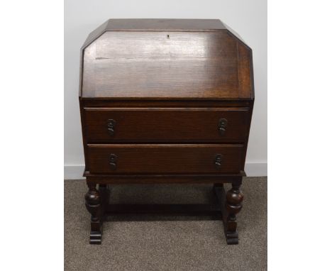 1930's Art Deco bureau and red seated ladder back chair