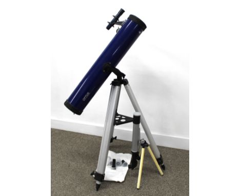 Optus Reflector telescope on tripod with various optics, instruction booklet, two astronomy compact discs &amp; child's teles