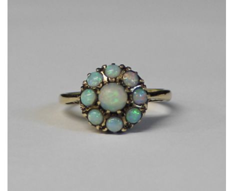 9ct gold opal cluster ring, 2.27g, size L / M