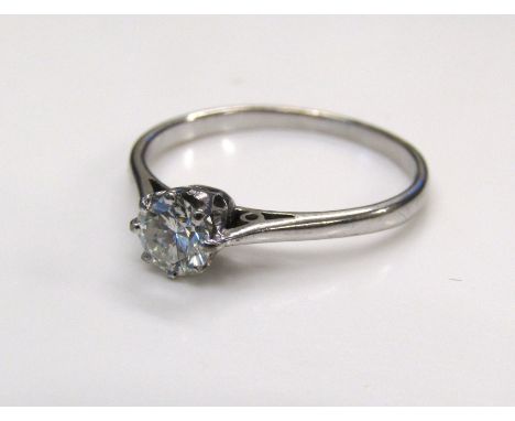 18ct white gold solitaire diamond ring - ring size R&nbsp; - approx. 0.52ct H VS1