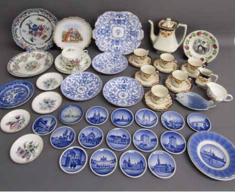 Ceramics includes Myott &amp; Son tea set, Blue 4654 plate and bowls, Oriental ware plate, Victorian child's plate, Wedgwood 