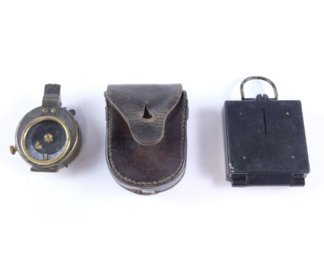 A Great War British army officer's prismatic marching compass by Negretti &amp; Zambra, in leather belt pouch, together with 