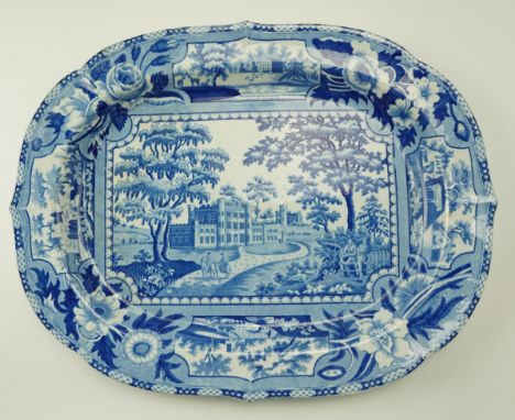 An early 19th Century John and William Ridgway transfer decorated blue and white earthenware ashet, from the Angus Seats seri