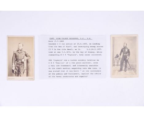 [ Victoria Cross ] Two cartes de visites portraying Captain Hugh Burgoyne, one bearing autograph signature verso possibly of 