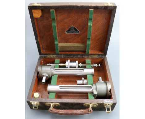 A mid-to-late 20th Century cased engineer's microptic measuring instrument by Hilger &amp; Watts, for the accurate installati