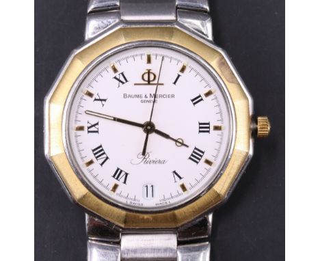 A Baume &amp; Mercier Riviera wristwatch, having an automatic movement with screw-down crown and circular face with Roman num