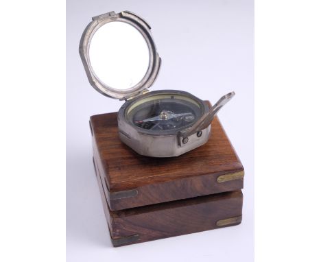 A reproduction compass in a wooden case, by CSA Stanley of London