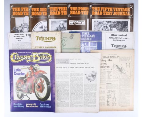 A quantity of vintage motorcycle handbooks, including Triumph Tiger Cub Owner's handbook and manual, several Service Data She