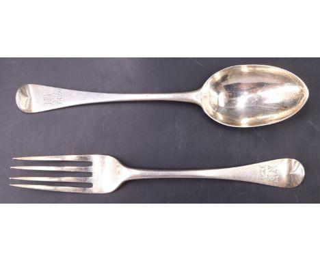 A Victorian silver Hanoverian pattern christening fork and spoon, London, 1976, 58 g gross, 16 cm