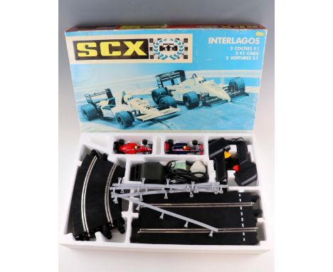 A SCX Interlagos Scalextric-type slot car racing game