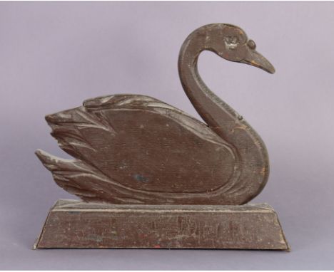A vintage carved oak “SWAN PENS” advertising sign, 15” wide x 13¼” high.