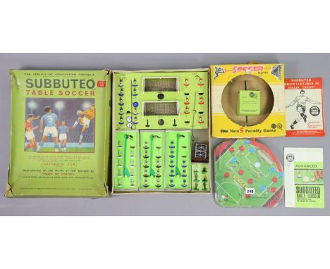 A Subbuteo “Continental Club Edition” table soccer game; a ditto model “T-V-Tower”; &amp; a Louis Marx &amp; Co “Soccer” baga