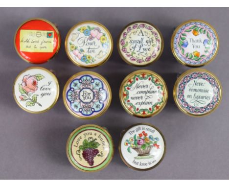 Eight Halcyon Days miniature enamel boxes with floral decoration, each commemorating a different year, complete, from 1994 to