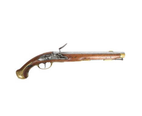 EARLY 19TH CENTURY FLINTLOCK HEAVY CAVALRY TYPE PISTOL. An early 19th century heavy cavalry type flintlock pistol, steel barr