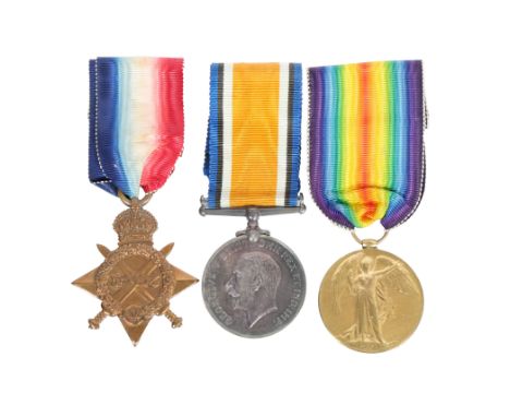 WW1 CASUALTY TRIO. First World War trio of medals, 1914-15 Star, 1914-1918 British War Medal, Victory Medal (2729 PTE. H. BAT