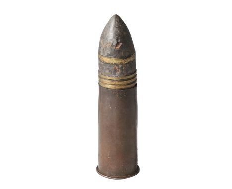 WW1 37MM RUSSIAN NAVAL AP ROUND. First World War Russian Naval 37mm armour piercing round, Russian ordnance markings to base,