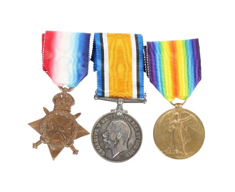 FIRST WORLD WAR TRIO OF MEDALS, SUFFOLK REGIMENT AND M.G. CORPS. First World War trio of medals, 1914-15 Star, 1914-1918 Brit