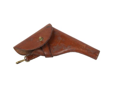 WW1 PERIOD OFFICERS PRIVATE PURCHASE HOLSTER. First World War period officers brown leather private purchase holster for wear