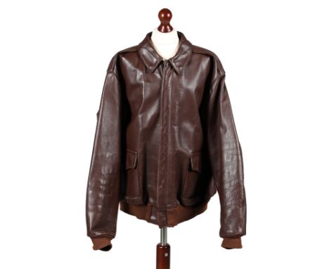 POST WW2 EASTMAN LEATHER CLOTHING A-2 FLIGHT JACKET. A post Second World War A-2 Flight Jacket circa 1980s, produced by the E