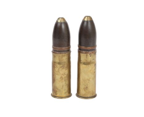 TWO FIRST WORLD WAR 37MM SHELLS. Two First World War U.S. 37 mm shell cases with projectiles, both cases dated 9/17, inert.