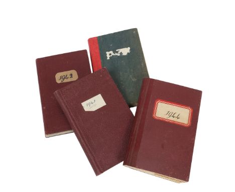 FOUR WW2 DIARIES 1941-1944. Four Second World War Diaries, the diaries cover every day from January 1st 1941 to 31st December