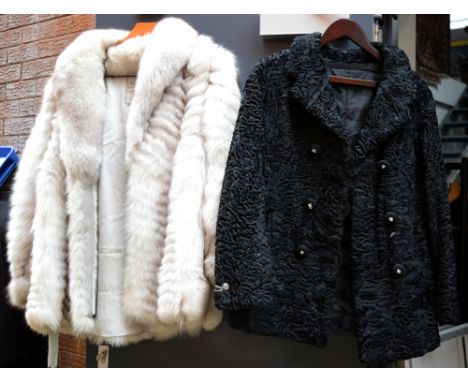 A vintage ladies' pale fox fur coat with M. Fletcher Master Furrier Ltd. of Southport label and a vintage ladies' astrakhan c