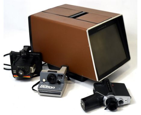A Polavision Instant Replay 4601 monitor with cover, a Polaroid Instant 10 Land camera, a Polavision Twi-light, a further Pol