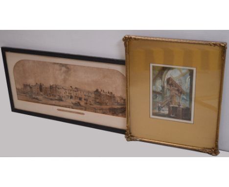 J. HERDMAN; a watercolour of the interior Sefton Cathedral, approx 27 x 20cm, framed and glazed and after William Herdman; a 
