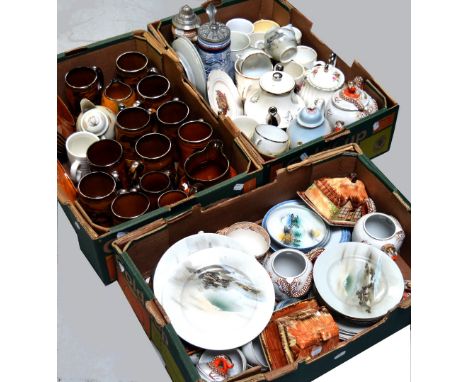Two boxes of assorted ceramics to include Steins, Oriental tea service, royal memorabilia etc, together with a selection of r