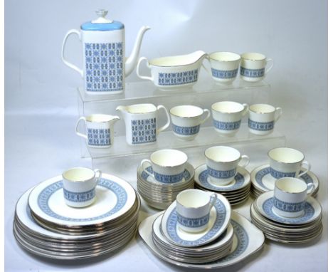 A Royal Doulton H5025 'Counterpoint' pattern dinner and tea service comprising dinner plates, gravy boat, cups, saucers, etc.