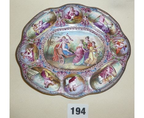 19th c. Viennese enamel on copper dish