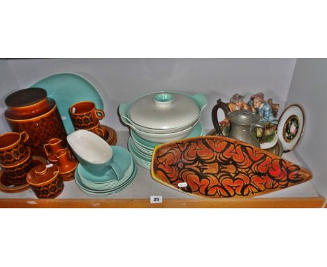 Hornsea pottery storage jar and tea cups, Poole Pottery dinner service etc