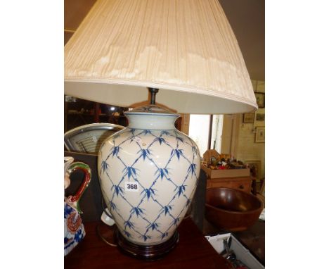 Large modern Chinese porcelain table lamp base and a large Masons water jug (A/F)