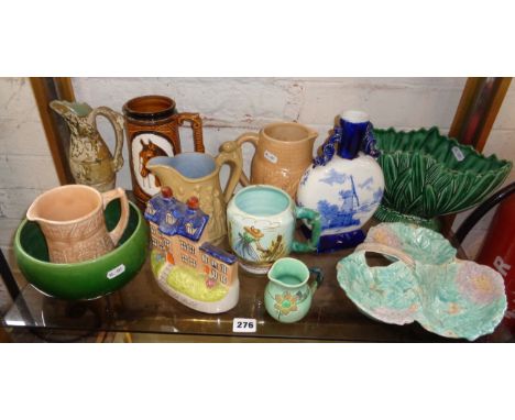 Shelf of assorted pottery including Bretby, Sylvac etc (12 pieces)