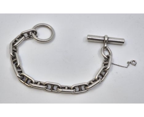 A Hermes "Chaine D'Ancre" heavy white metal bracelet, stamped "Hermes", (white metal assessed as silver), length 22cm. (79.1g