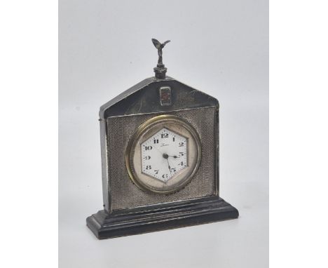 A Rolls-Royce desk clock,&nbsp;the silver mount by Cornelius Desormeaux Saunders &amp; James Francis Hollings, Birmingham 192