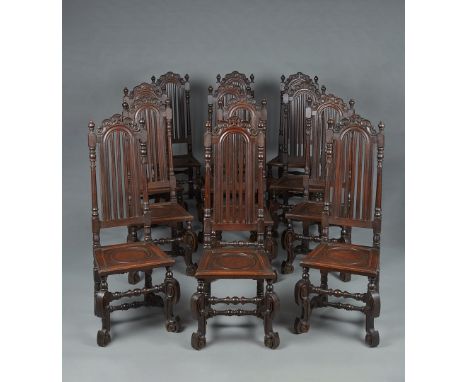 A RARE AND PROVENANCED SET OF TWELVE CAROLEAN HIGH BACK CHAIRS, LITTLECOTE HOUSE, BERKSHIRE, CIRCA 1660-1680. The high back L