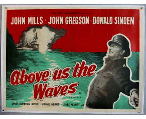 Above Us The Waves (R-1960's) British Quad film poster, starring John Mills, linen backed, 30 x 40 inches 