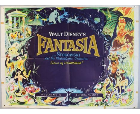Walt Disney's Fantasia (R-1960's) British Quad film poster, folded, 30 x 40 inches