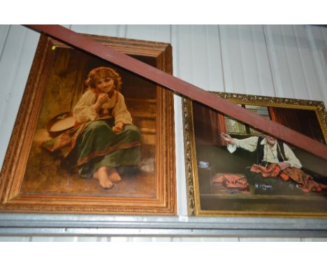 Two large gilt framed oleograph portrait studies 