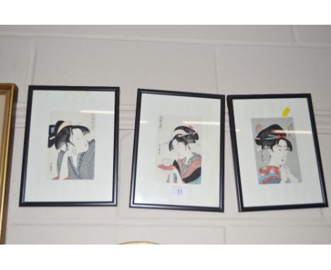 Three small Japanese portrait prints 
