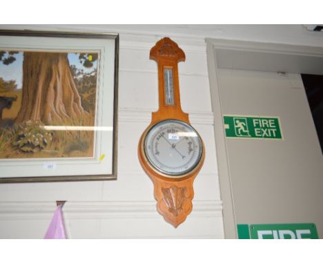 A mahogany cased banjo barometer 