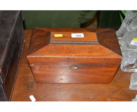 A 19th Century mahogany sarcophagus shaped tea caddy