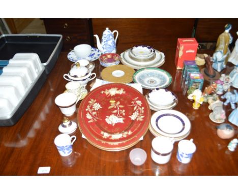 A quantity of china to include Wedgwood gilt decorated meat plates, various cups and saucers etc.