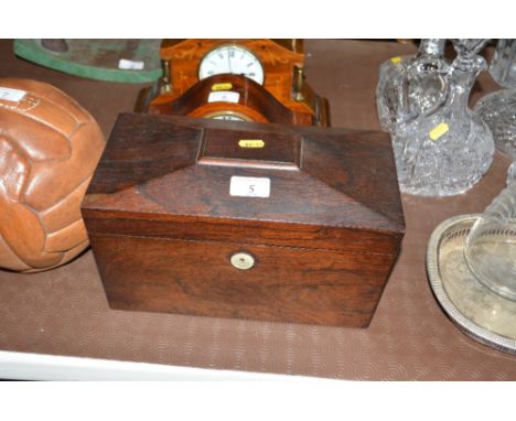 A Victorian rosewood tea caddy