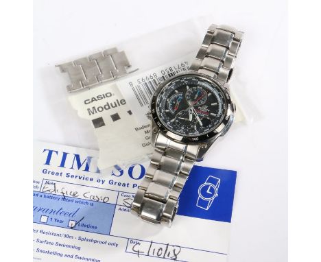 Casio Edifice gentleman's chronograph wristwatch, the signed grey dial with three subsidiary dials and outer tachymetre scale