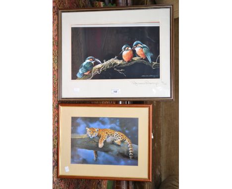 Pollyanna Pickering, buy and after, Kingfisher and young, signed, limited edition print 70/100, framed;  another unsigned Leo