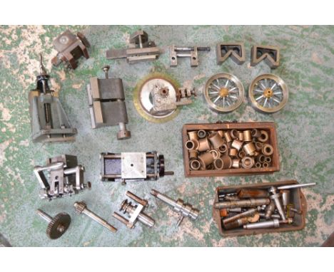 Engineering- Myford vertical slide MA67/1; tool mounting posts; assorted lathe clamps; protractor clamp; collets etc.